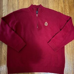 Ralph Lauren Vintage Crest Men's Burgundy Zip-Up Sweater